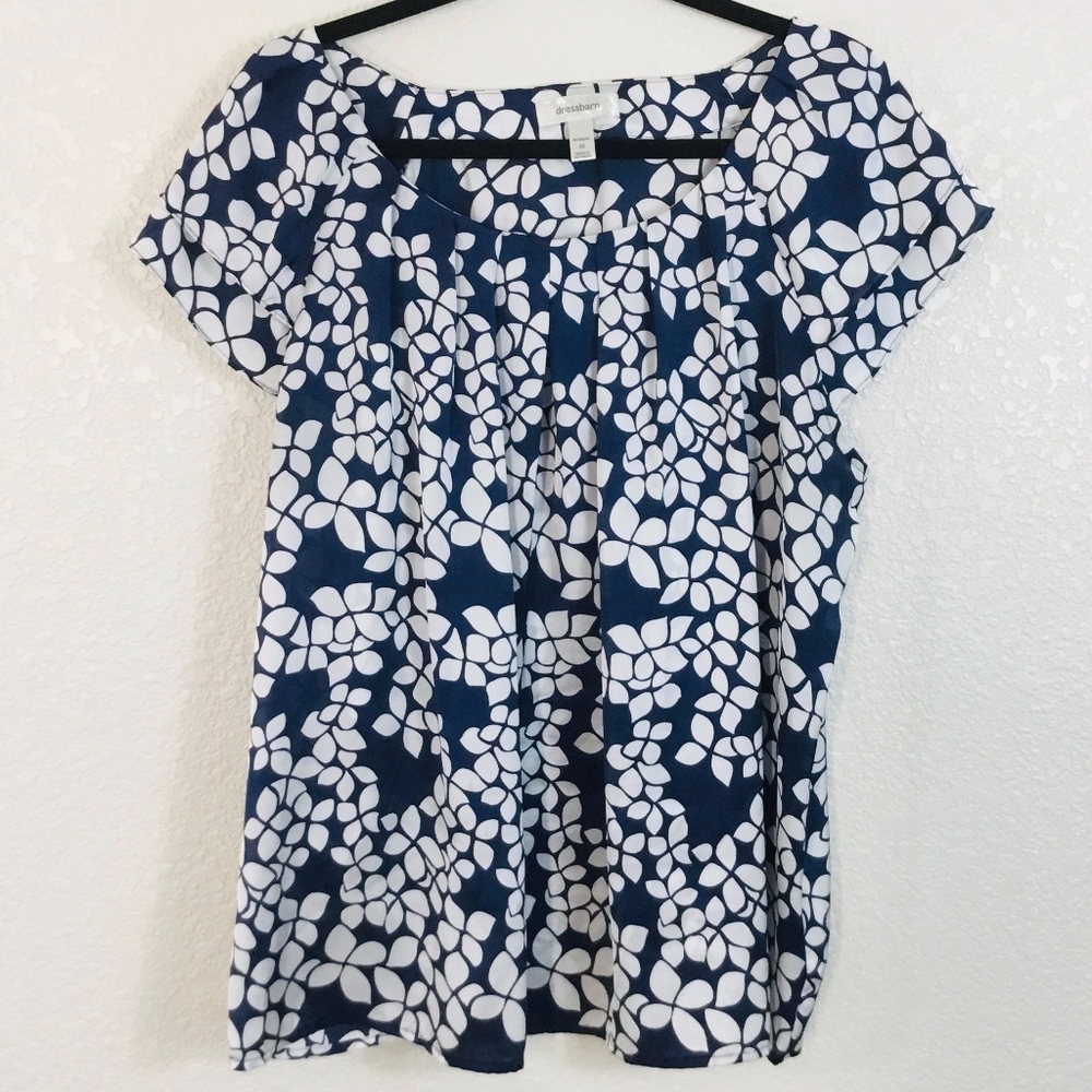 Dressbarn navy & white floral top sz 2X